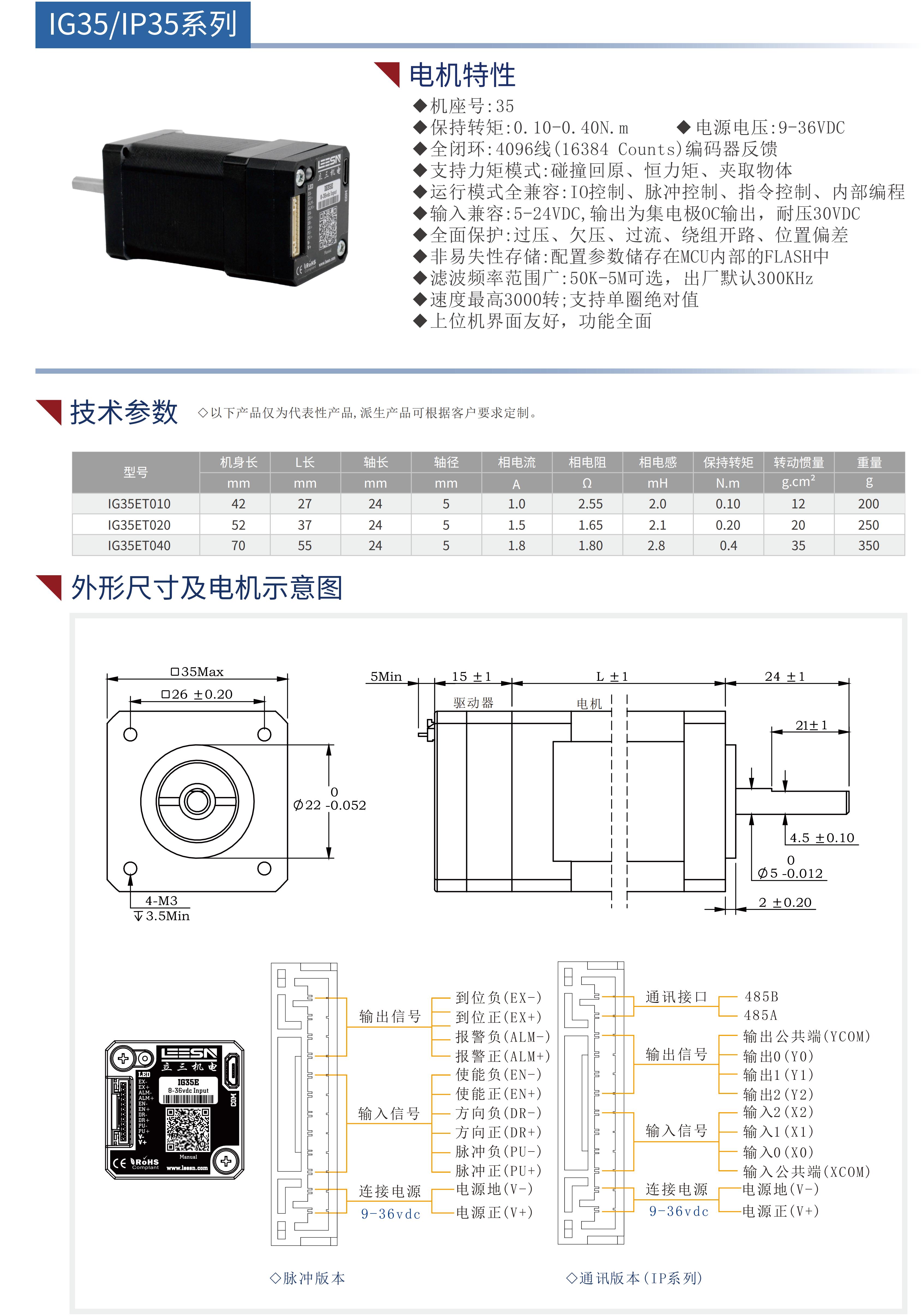 IG系列35集成式步進(jìn)伺服電機(jī)(485通訊）